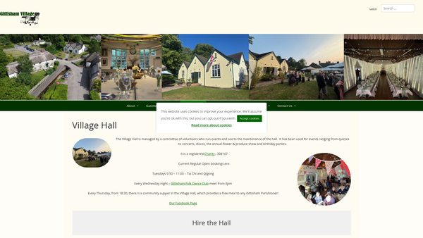 Screenshot of the The Gittisham Parish Hall website