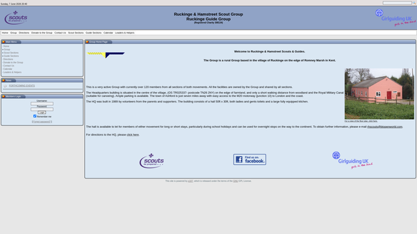 Screenshot of the 1st Ruckinge And Ham Street Scouts And Guides website