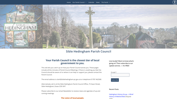 Screenshot of the Sible Hedingham Recreation Ground website
