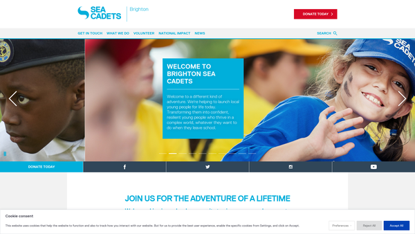 Screenshot of the Brighton Unit 55 Of The Sea Cadet Corps website