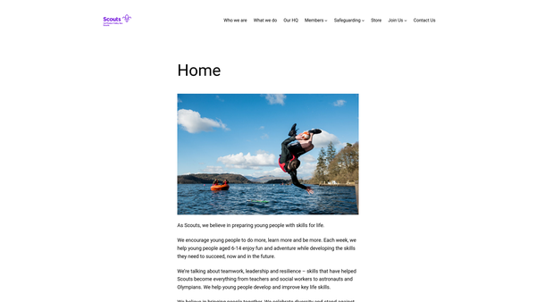 Screenshot of the 1st Findon Valley Scout Group website