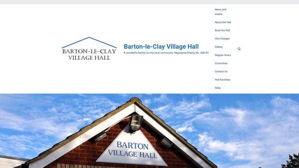 Screenshot of the Barton Le Clay Village Hall website