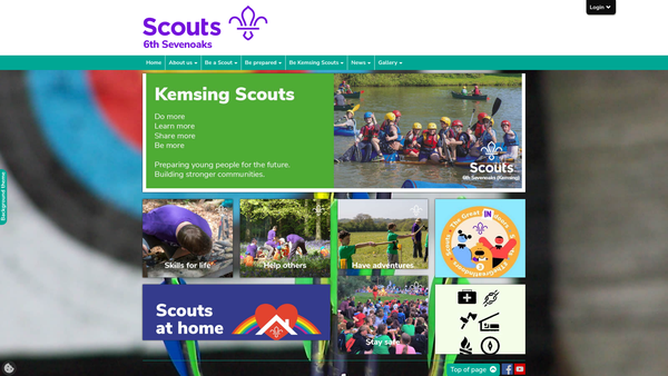 Screenshot of the 6th Sevenoaks (Kemsing) Scout Group website