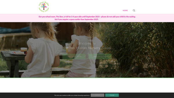 Screenshot of the Saffron Walden Nursery School website