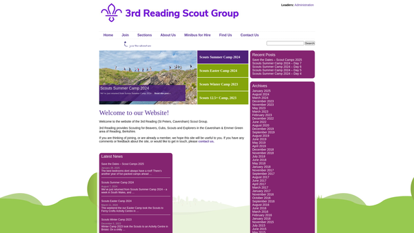 Screenshot of the 3rd Reading (St Peter's Caversham) Scout Group website