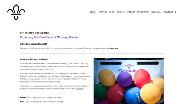 Screenshot of the 5th Putney Scout Group website