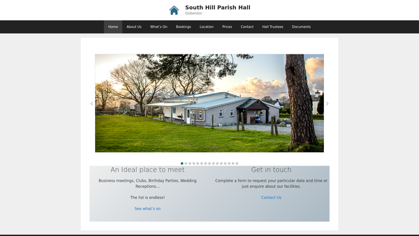 Screenshot of the South Hill Village Hall website