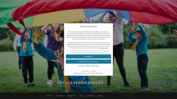 Screenshot of the 1st Clevedon Scout Group website