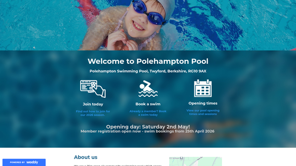 Screenshot of the Polehampton Swimming Association website
