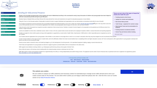 Screenshot of the The Spoore, Merry And Rixman Foundation website