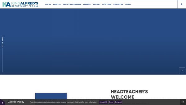 Screenshot of the King Alfred's Educational Charity website
