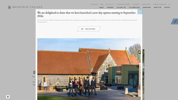 Screenshot of the St Andrew's College, Bradfield website