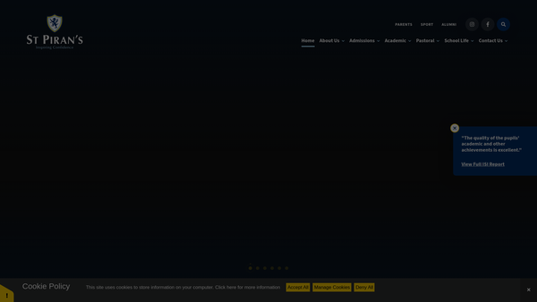 Screenshot of the St Piran's School Limited website