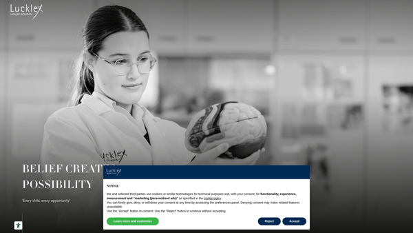 Screenshot of the Luckley House School Limited website