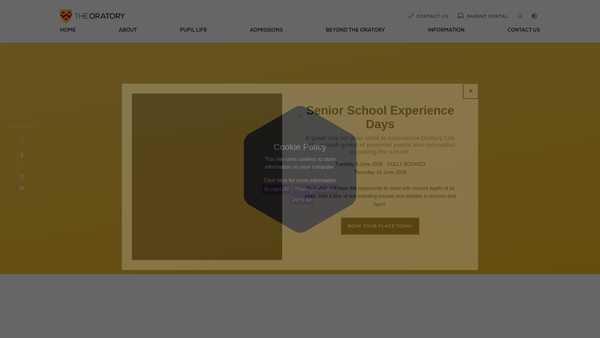 Screenshot of the The Oratory Schools Association website
