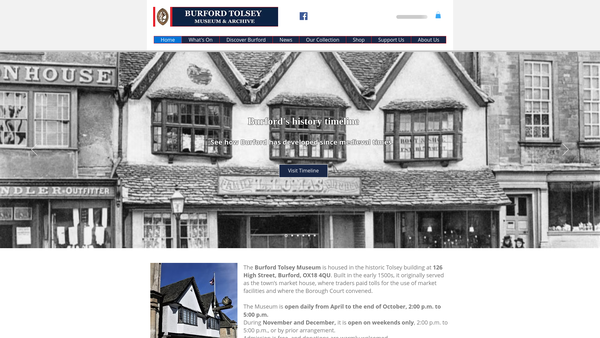Screenshot of the Burford Tolsey Museum and Archive website