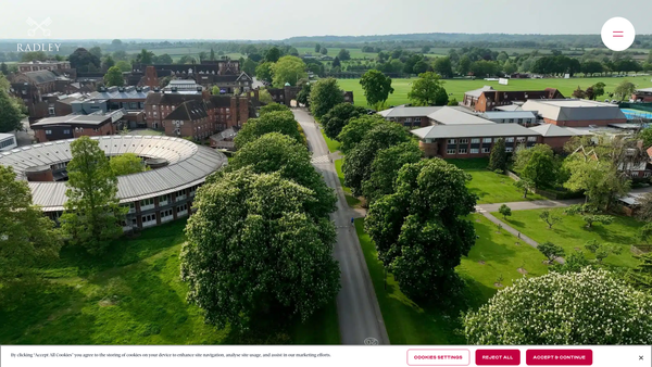 Screenshot of the St Peter's College, Radley website