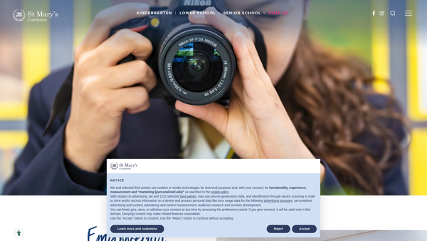 Screenshot of the St Mary's School (Colchester) Limited website