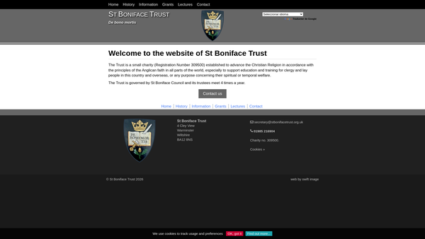 Screenshot of the St Boniface Trust website