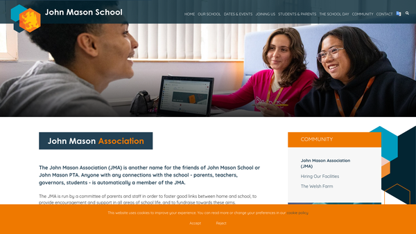 Screenshot of the Charities Administered In Connection With John Mason School website