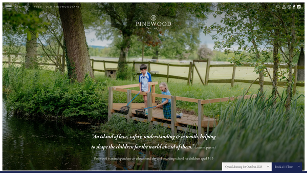 Screenshot of the Pinewood School Ltd website