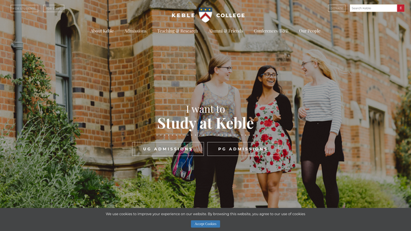 Screenshot of the The Keble Association Icw Oxford University website