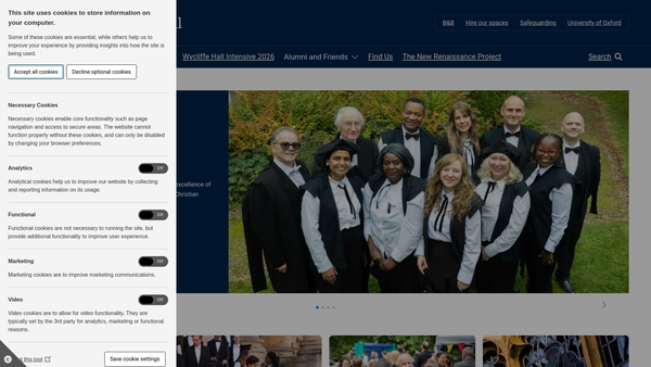 Screenshot of the Wycliffe Hall website