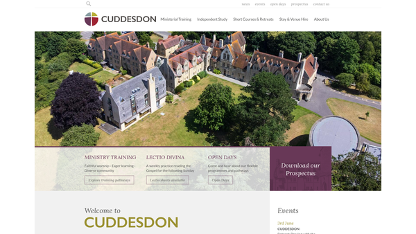 Screenshot of the Ripon College Cuddesdon website