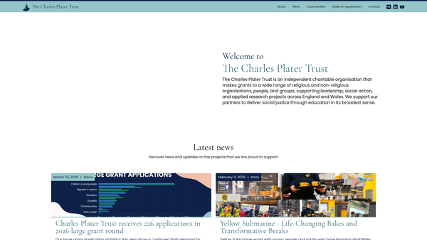Screenshot of the Charles Plater Trust website