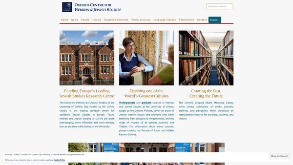 Screenshot of the Oxford Centre For Hebrew And Jewish Studies website