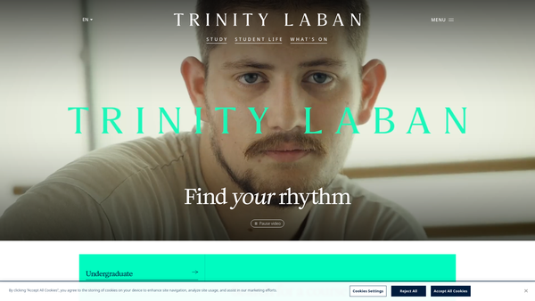 Screenshot of the Trinity Laban Conservatoire Of Music And Dance website