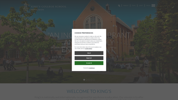 Screenshot of the King's College School website