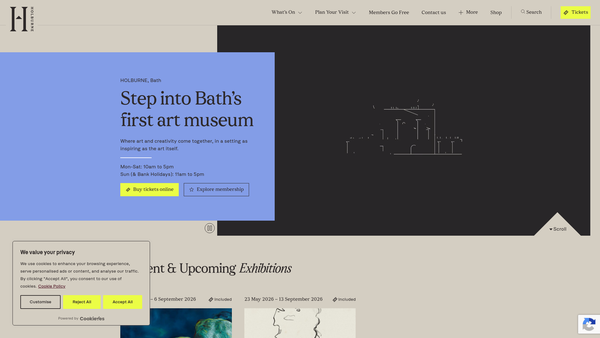Screenshot of the The Holburne Museum website