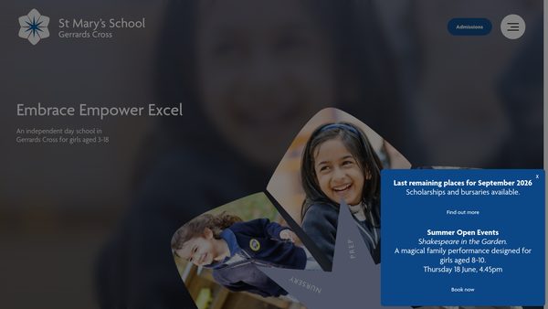 Screenshot of the St Marys School Gerrard Cross Limited website