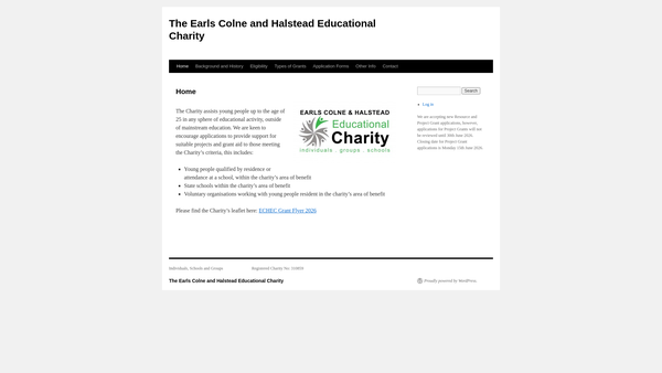 Screenshot of the Earls Colne And Halstead Educational Charity website