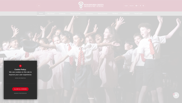 Screenshot of the Woodford Green Preparatory School Limited website
