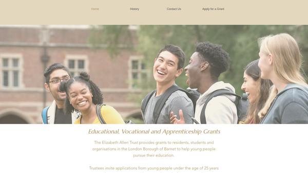 Screenshot of the Elizabeth Allen Trust website