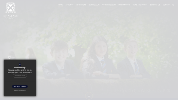 Screenshot of the St. Albans School Woollam Trust website