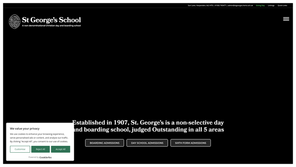 Screenshot of the St George's School (Harpenden) Limited website
