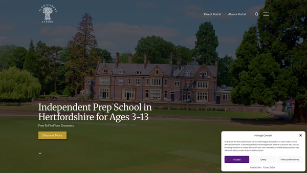 Screenshot of the Aldwickbury School Trust Ltd website