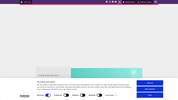 Screenshot of the Queenswood School Limited website