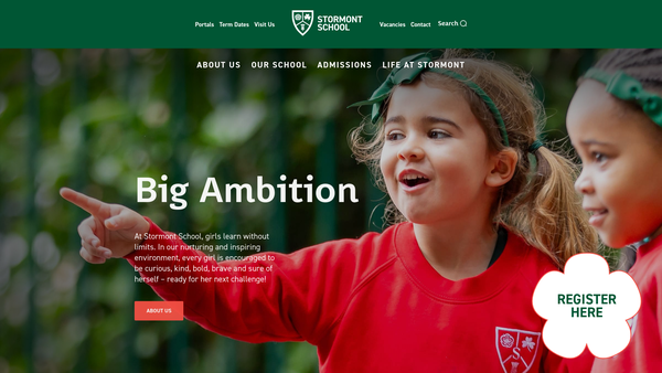 Screenshot of the Stormont School website