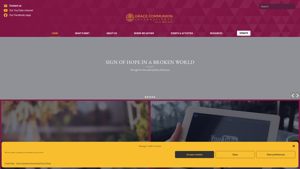 Screenshot of the Grace Communion International website