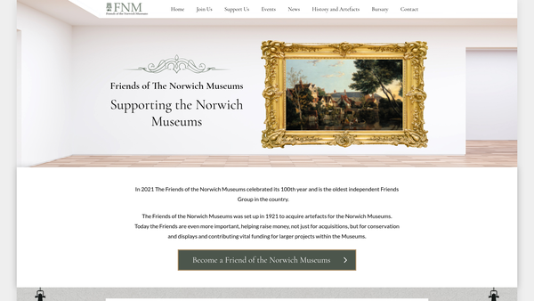 Screenshot of the Friends Of The Norwich Museums website