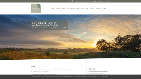 Screenshot of the Norfolk And Norwich Archaeological Society website
