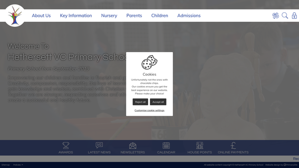 Screenshot of the Friends of Hethersett VC Primary School website