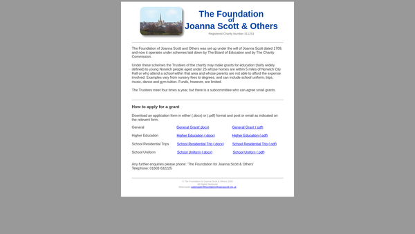 Screenshot of the The Foundation Of Joanna Scott And Others website