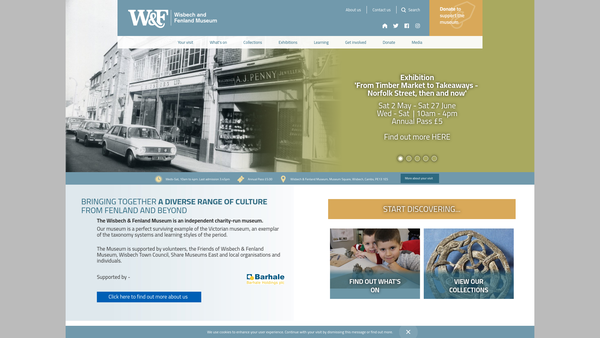 Screenshot of the The Wisbech And Fenland Museum website