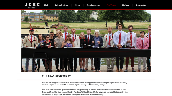 Screenshot of the The Jesus College Boat Club Trust website
