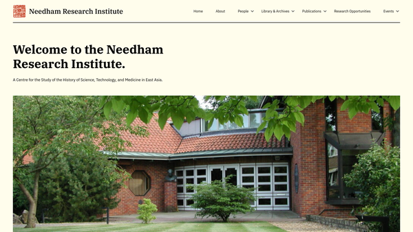 Screenshot of the The Needham Research Institute website